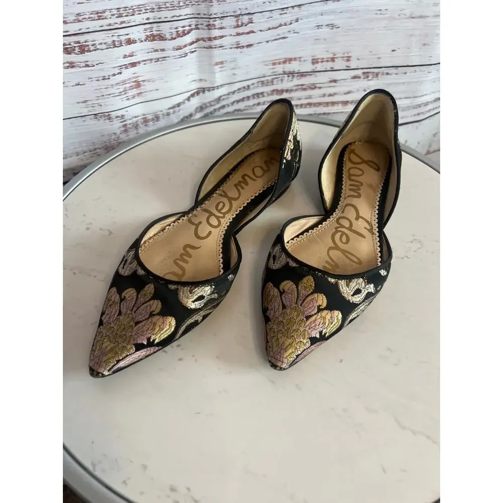 Sam Edelman Rodney D'Orsay Flats Black Brocade Size 6 1/2